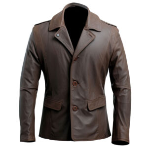 Men’s Dark Brown Causal Vintage Single Breasted Formal Leather Blazer