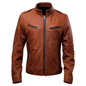 Men’s Distressed Brown Genuine Sheepskin Sports Leather Jacket