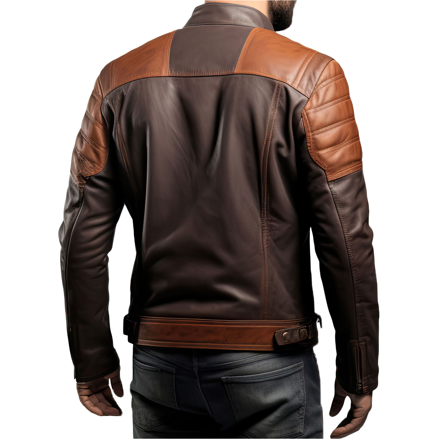 Men’s Dark Copper Brown Sporty Racing Winter Wear Leather Jacket - Image 2