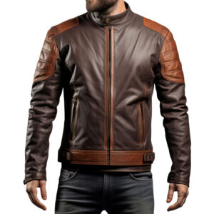 Men’s Dark Copper Brown Sporty Racing Winter Wear Leather Jacket
