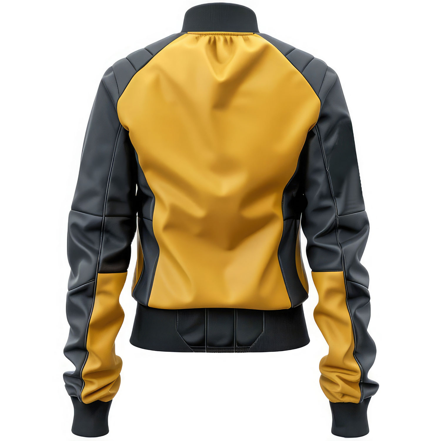Women’s Black Mustard Genuine Sheepskin Bomber Leather Jacket - Image 2