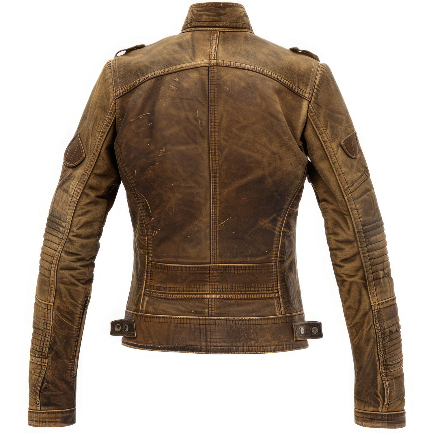Women’s Brown Genuine Suede Biker Stand Collar Leather Jacket - Image 2